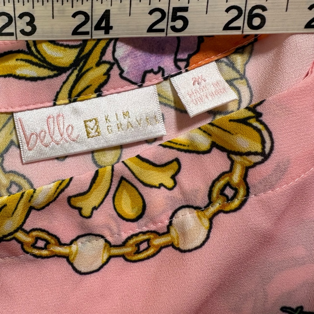 Belle by Kim Gravel Pink and Orange Floral Blouse - Picture 8 of 9